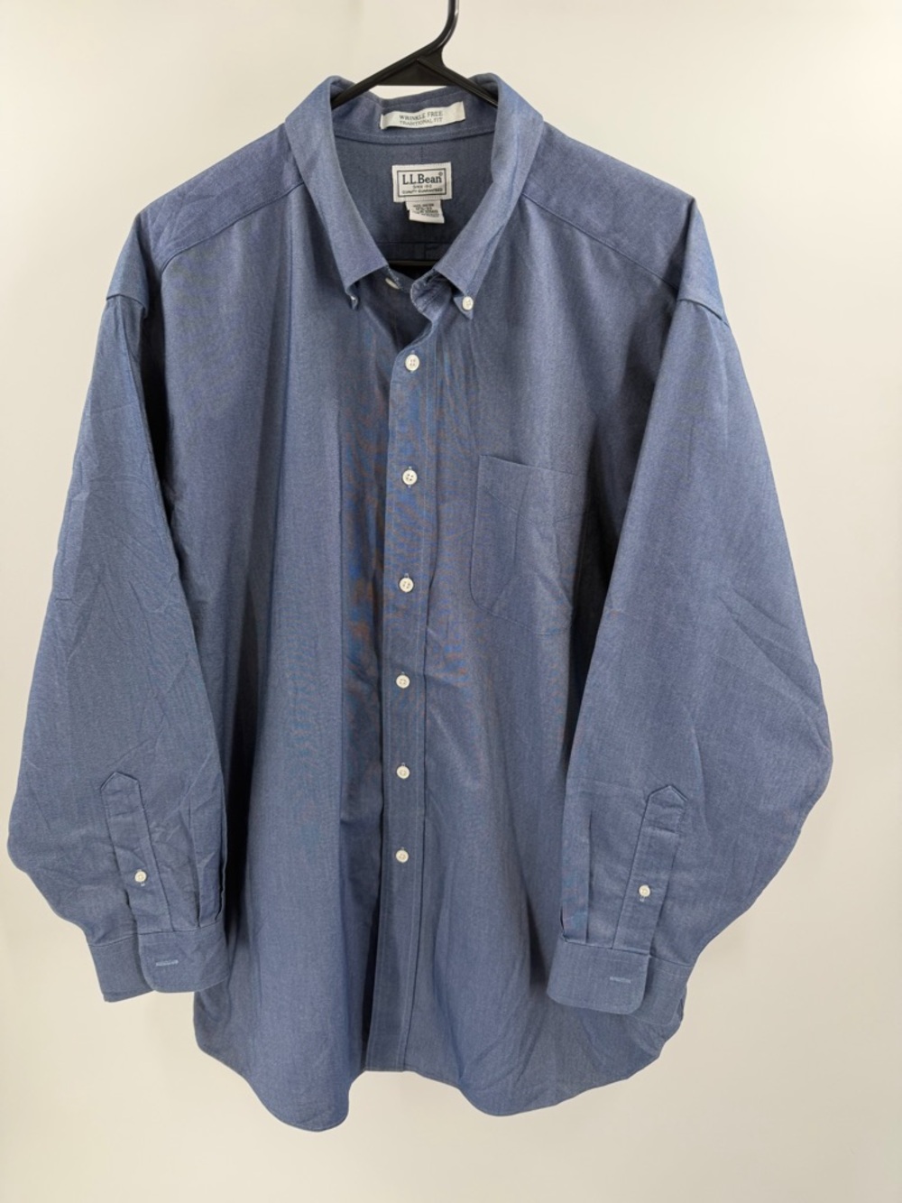 L.L.Bean Blue Wrinkle Free Traditional Fit Buttoned Dress Shirt‎ Size XL
